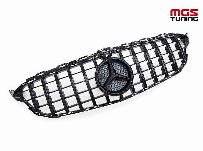 Решетка GT Style Black (под камеру) для Mercedes C-class W205/C205 (2014-2018) / Решетка ГТ Стайл Черная (под камеру) для Мерседес Ц-класс В205/Ц205 (2014-2018)