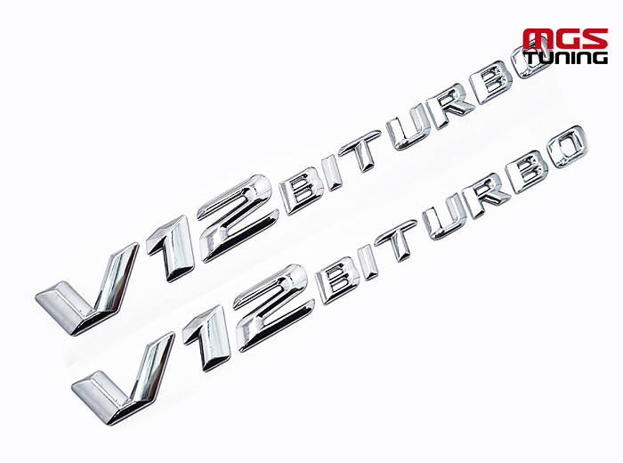 Шильдики V12 biturbo хром / Шильдики В12 Битурбо хром